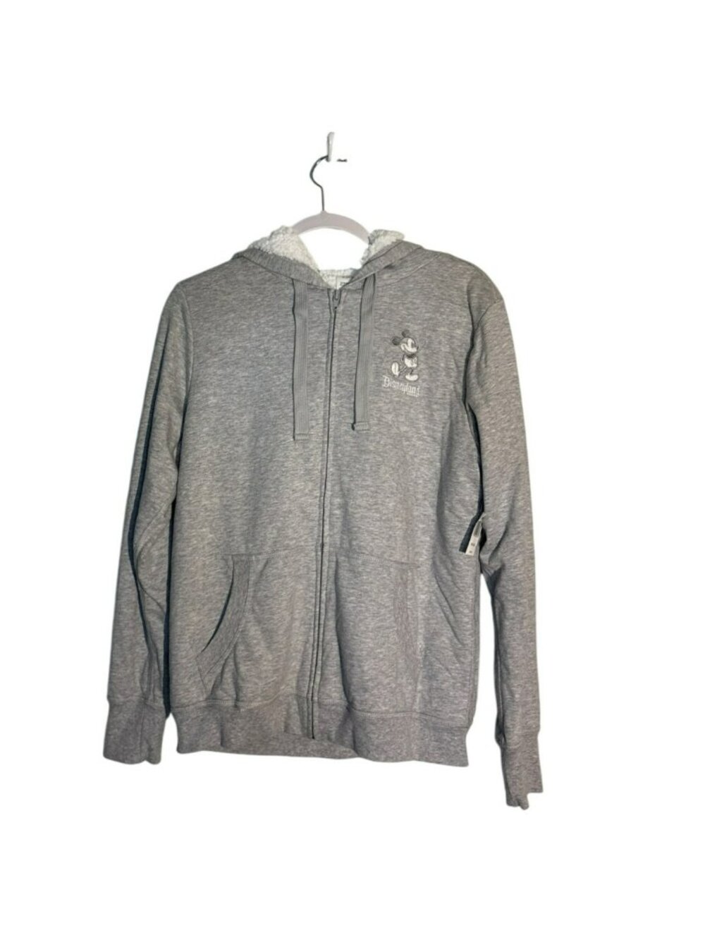 NWT Disneyland Resort Mickey Mouse Gray Sherpa-Lined Hoodie Jacket Size M